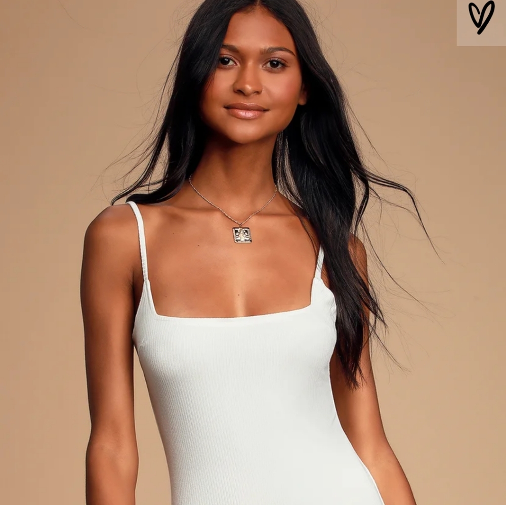 Ivory Ribbed Sleeveless Bodysuit